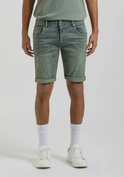 Bermuda di jeans slim fit effetto sabbia