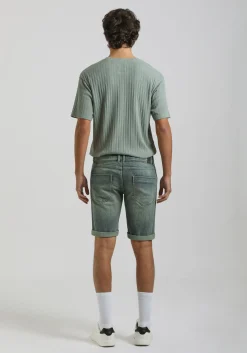 Bermuda di jeans slim fit effetto sabbia