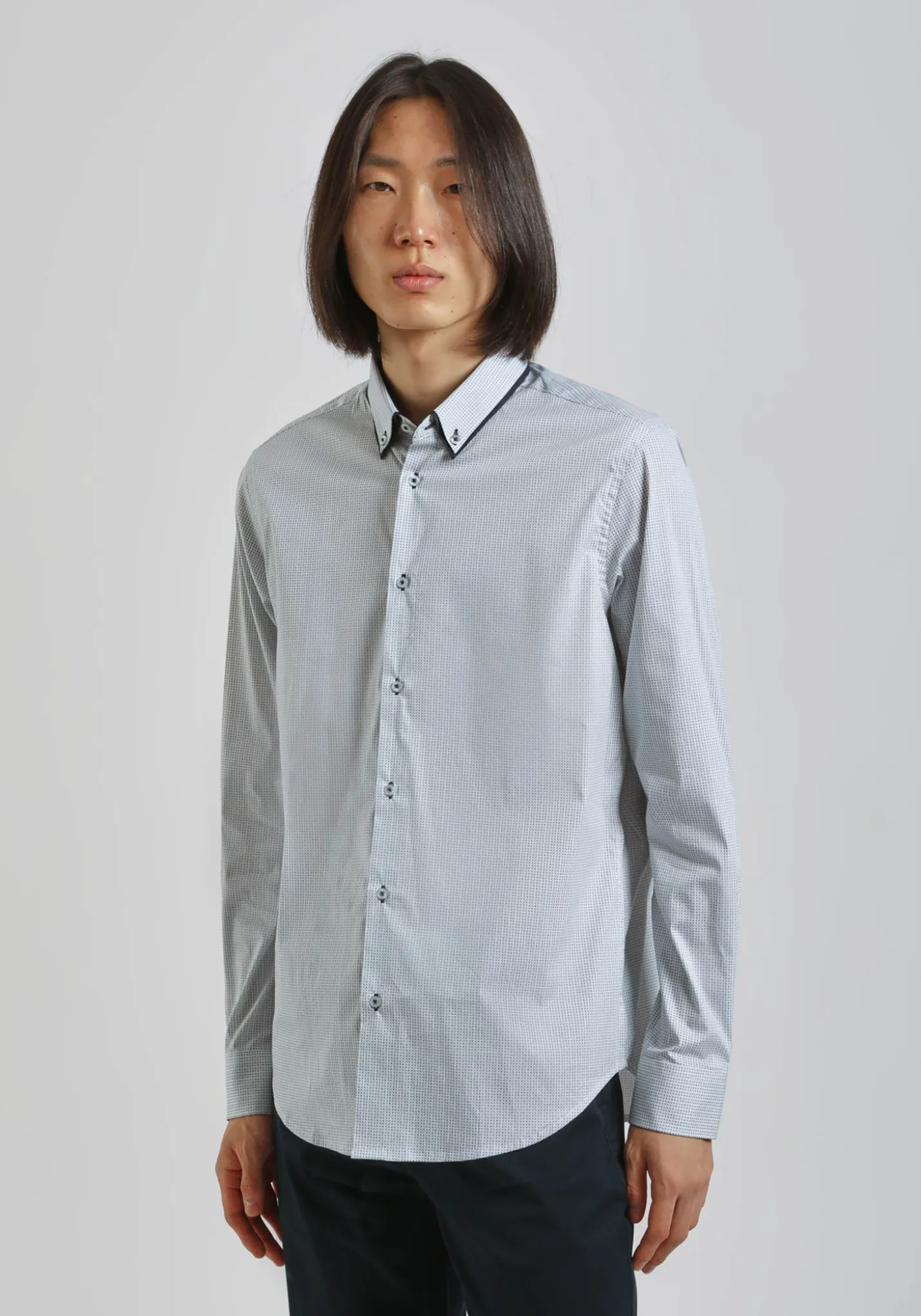 Camicia in cotone con microfantasia