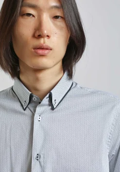 Camicia in cotone con microfantasia