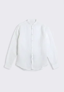 Camicia 100% lino con collo coreano