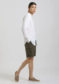 Camicia 100% lino con collo coreano