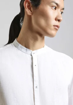 Camicia 100% lino con collo coreano