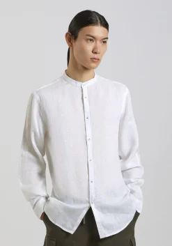 Camicia 100% lino con collo coreano