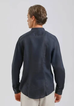 Camicia 100% lino con collo coreano