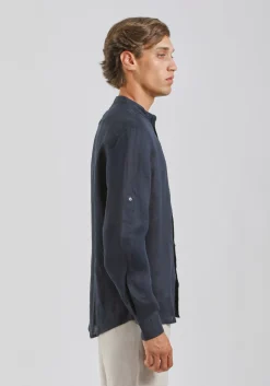 Camicia 100% lino con collo coreano