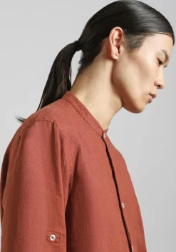 Camicia 100% lino con collo coreano