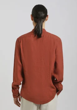 Camicia 100% lino con collo coreano