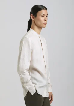 Camicia 100% lino con collo coreano