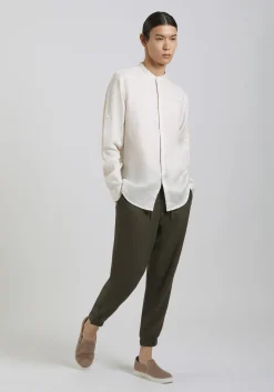 Camicia 100% lino con collo coreano