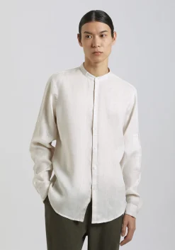 Camicia 100% lino con collo coreano