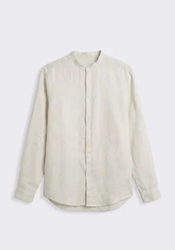 Camicia 100% lino con collo coreano