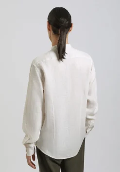 Camicia 100% lino con collo coreano