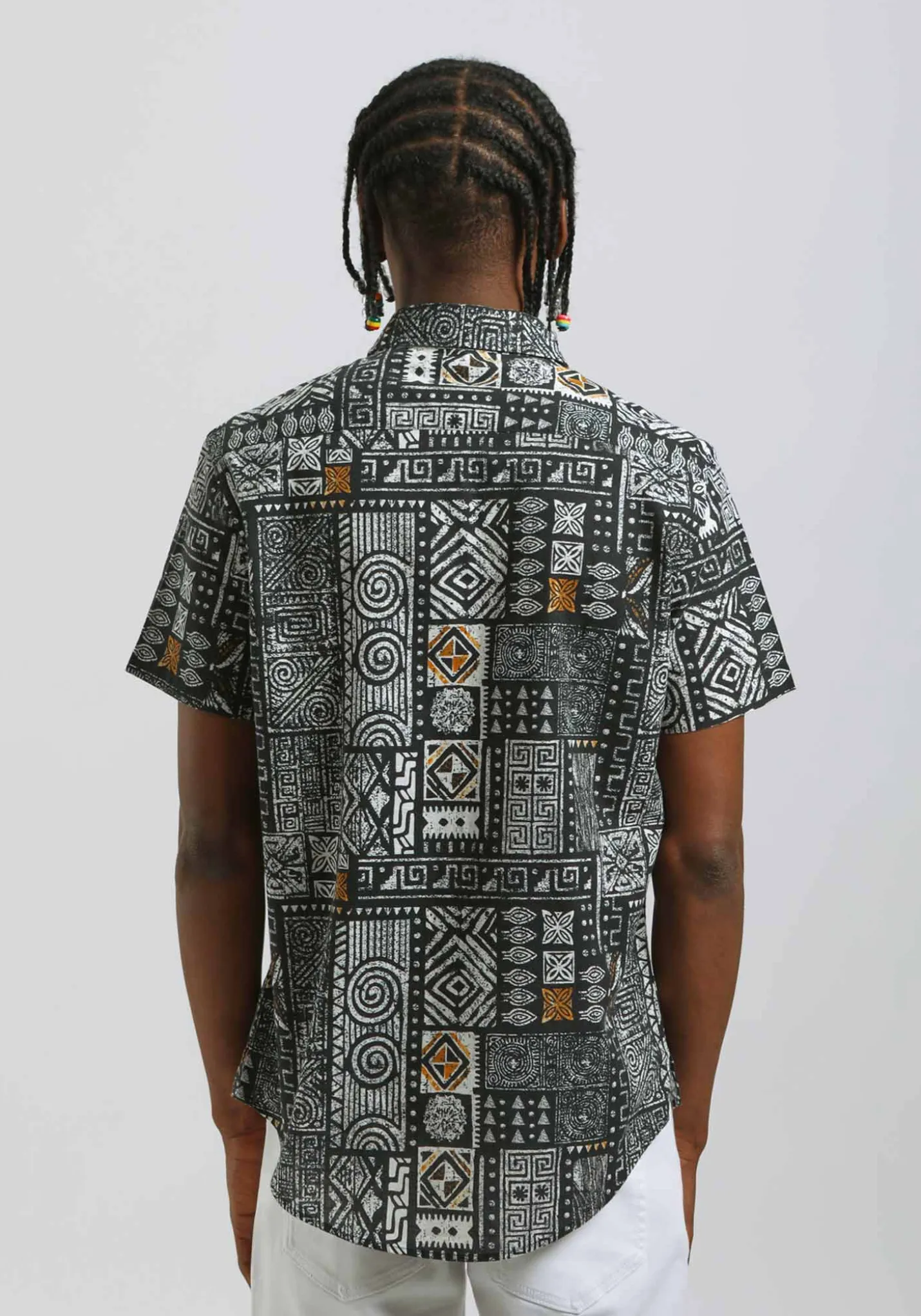 Camicia mezza manica 100% cotone con fantasia