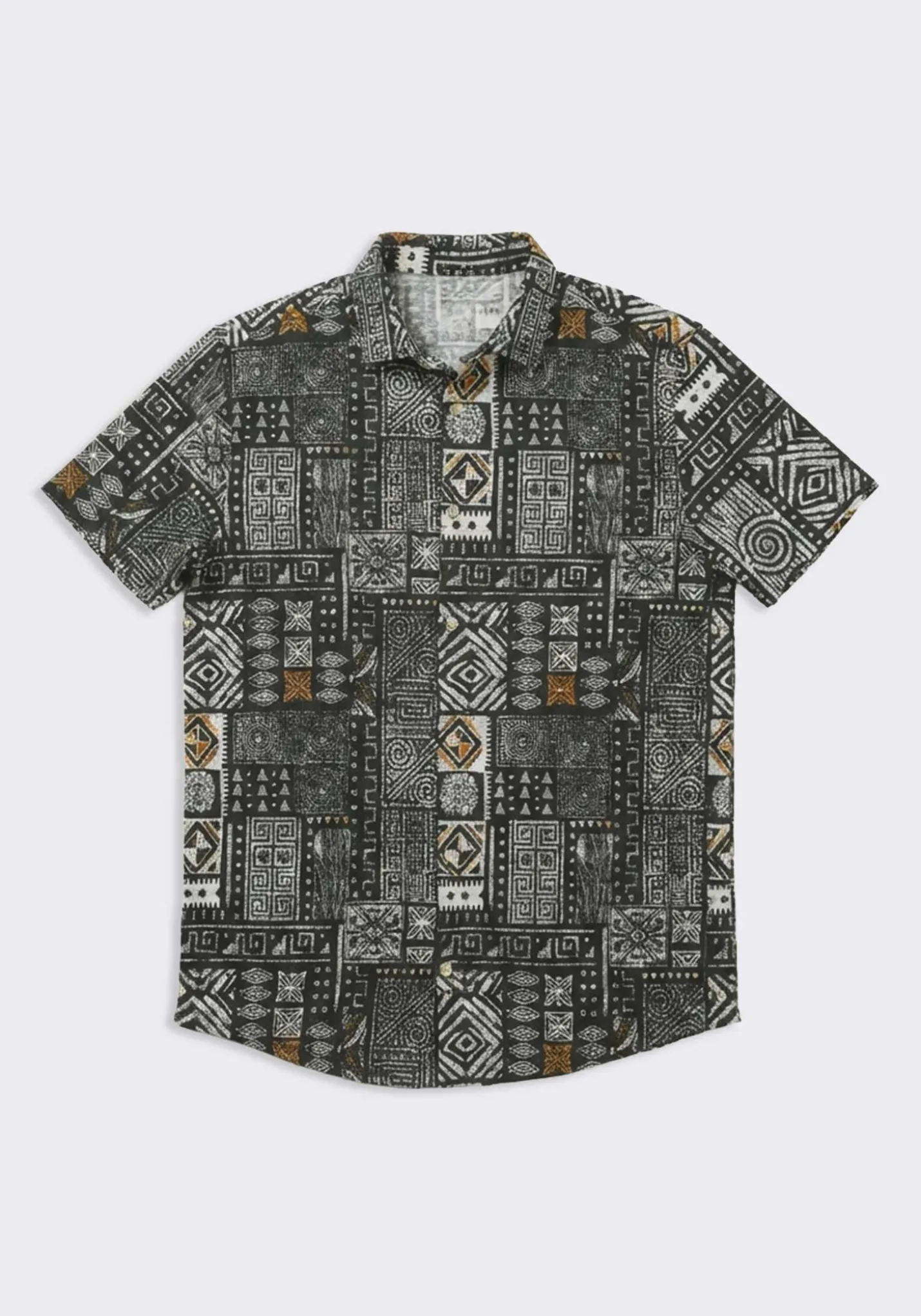 Camicia mezza manica 100% cotone con fantasia
