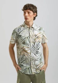 Camicia mezza manica 100% cotone con fantasia