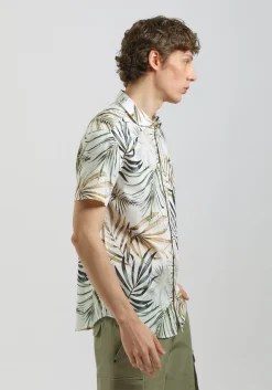 Camicia mezza manica 100% cotone con fantasia