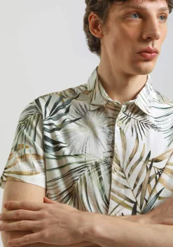 Camicia mezza manica 100% cotone con fantasia