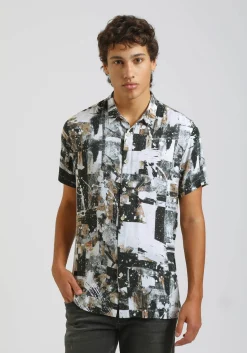 Camicia mezza manica fantasia 100% viscosa