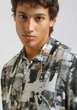 Camicia mezza manica fantasia 100% viscosa
