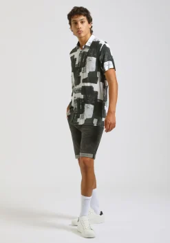 Camicia mezza manica fantasia 100% viscosa