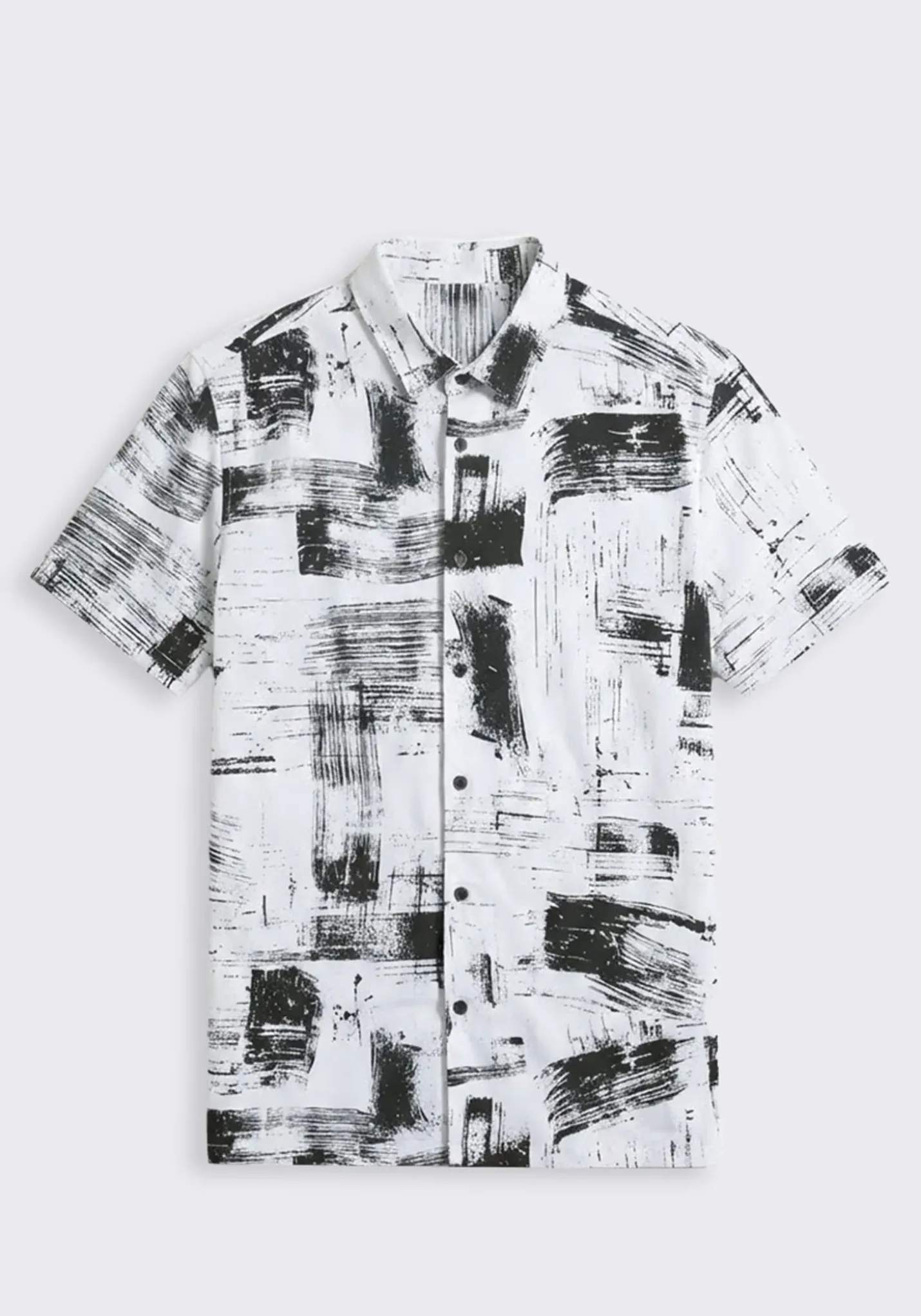 Camicia mezza manica in tessuto elastico con fantasia
