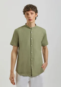 Camicia mezza manica misto lino
