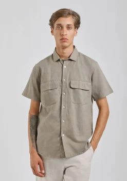 Camicia mezza manica misto lino