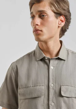 Camicia mezza manica misto lino