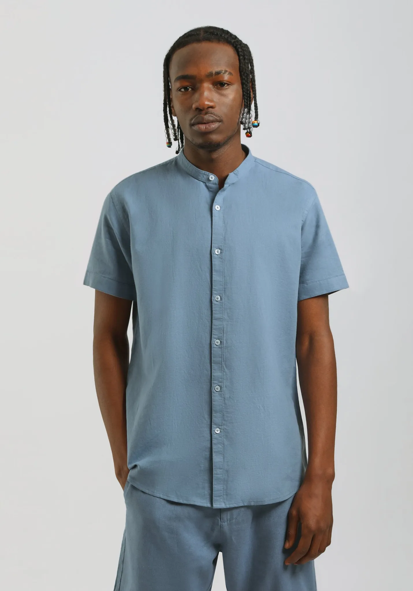 Camicia mezza manica misto lino