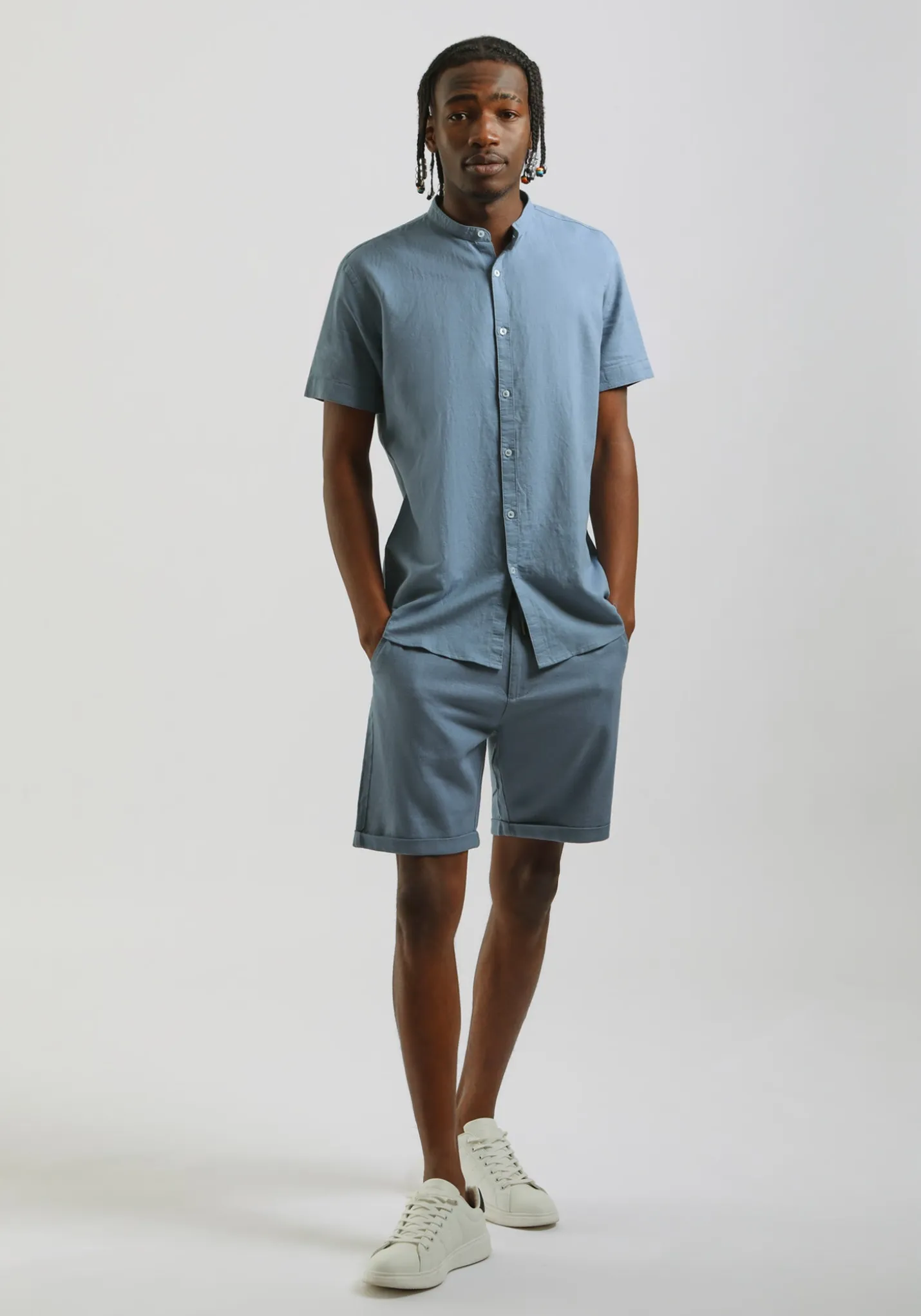 Camicia mezza manica misto lino