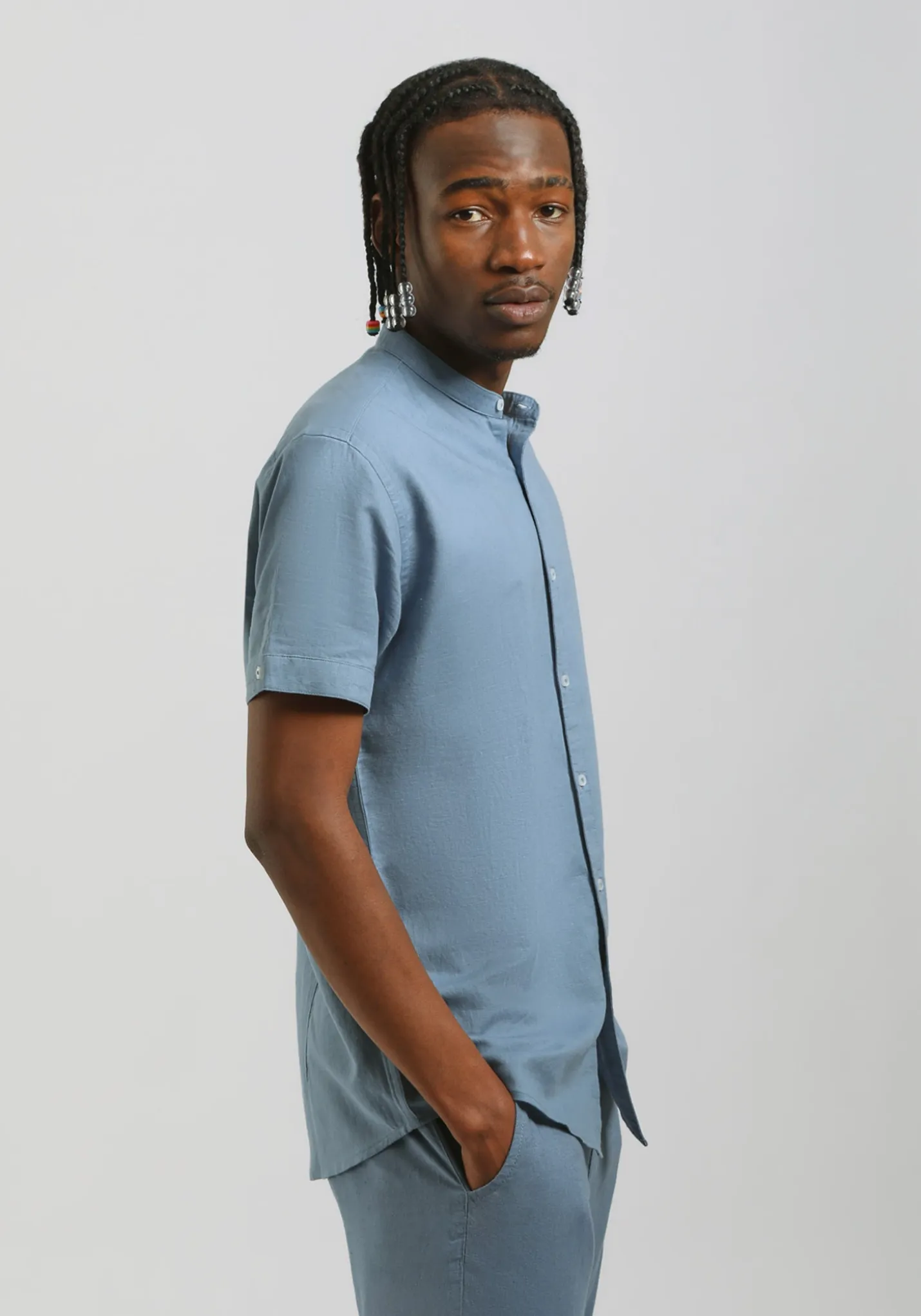 Camicia mezza manica misto lino