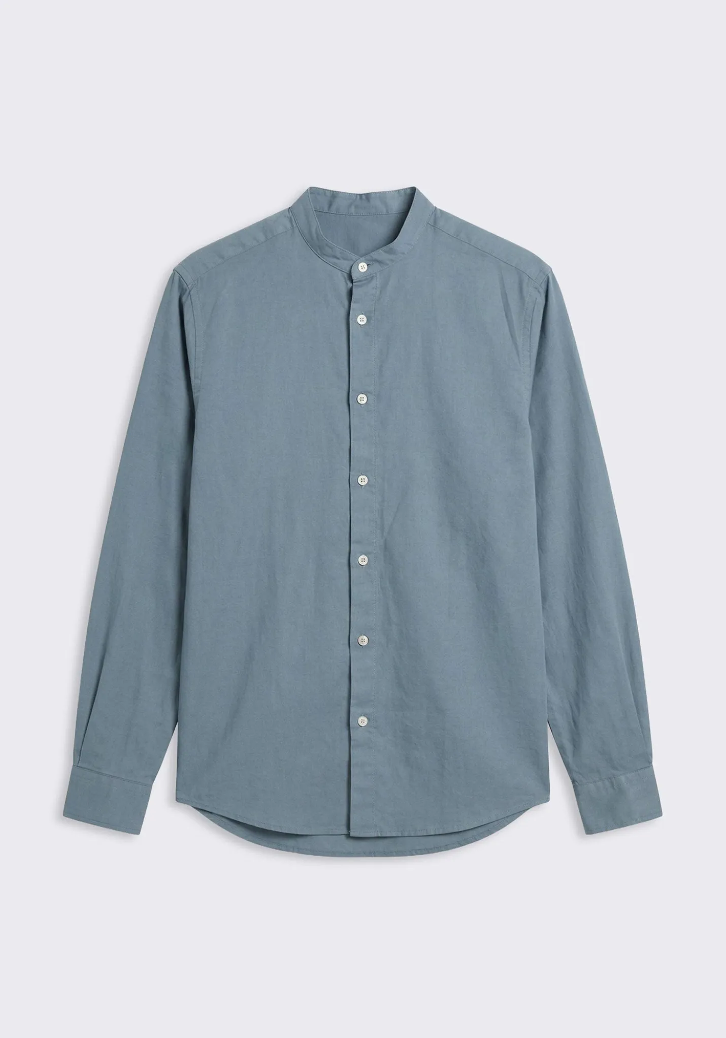 Camicia misto lino con collo coreano