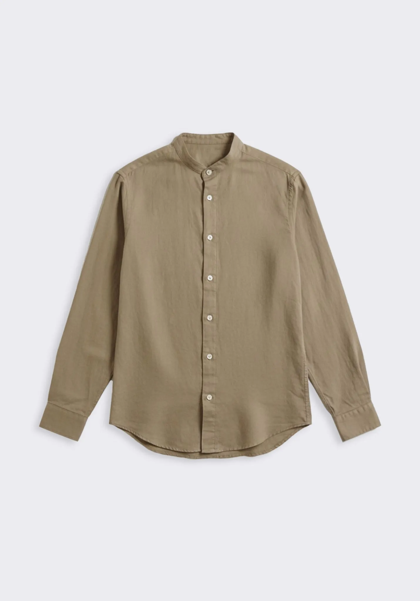 Camicia misto lino con collo coreano