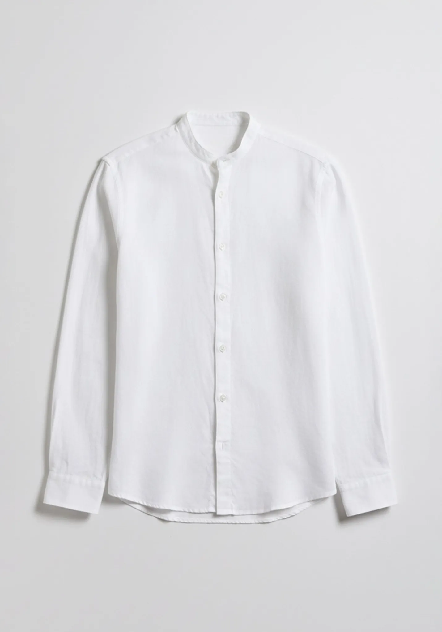 Camicia misto lino con collo coreano