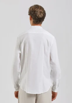 Camicia misto lino con collo coreano