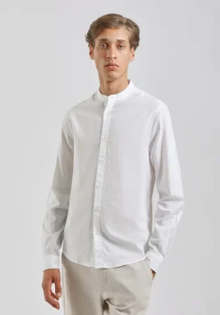 Camicia misto lino con collo coreano