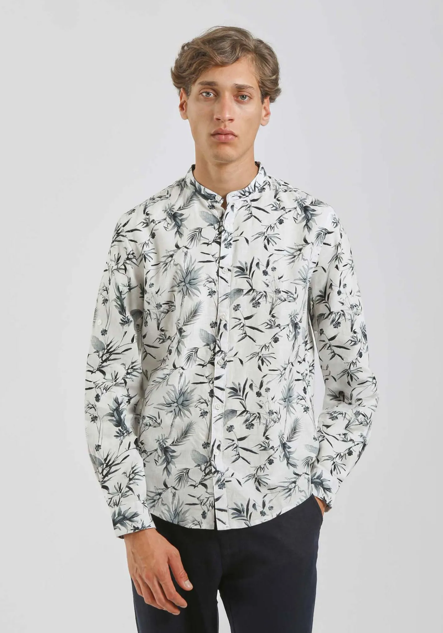 Camicia misto lino fantasia