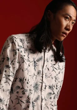 Camicia misto lino fantasia