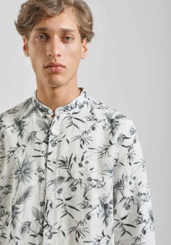 Camicia misto lino fantasia