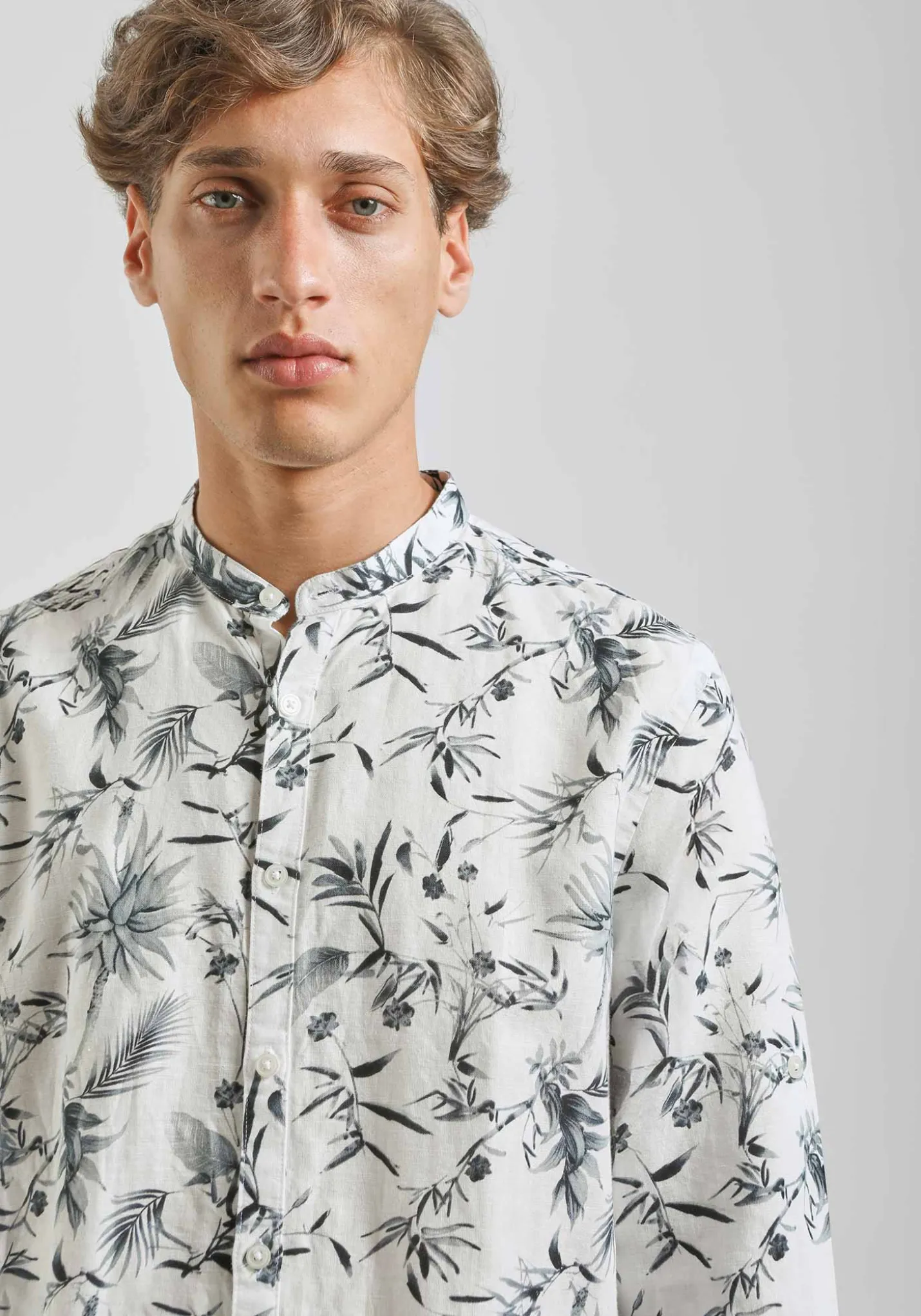 Camicia misto lino fantasia