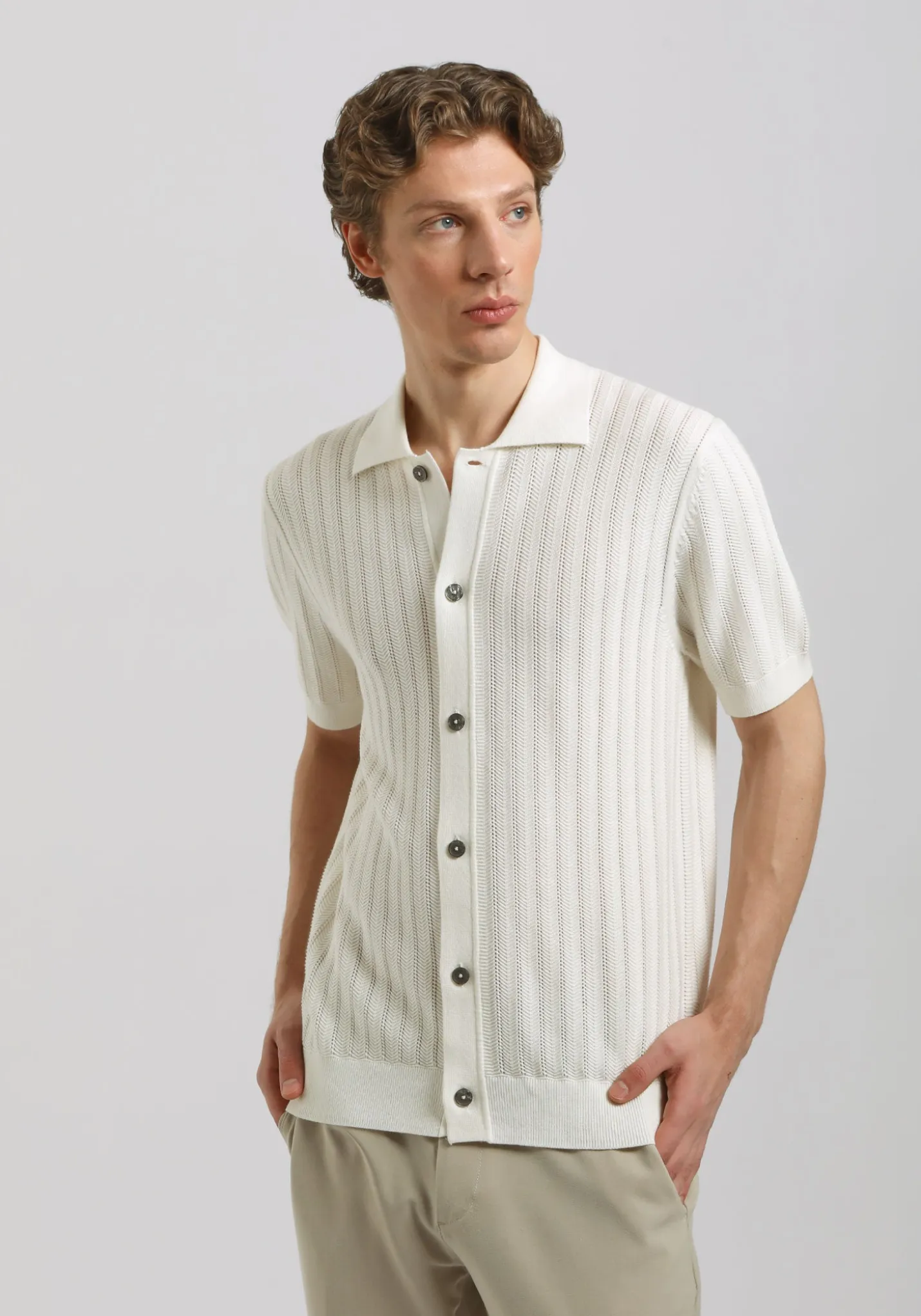 Cardigan polo in maglia