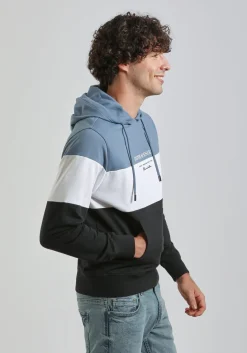 Felpa con cappuccio colorblock