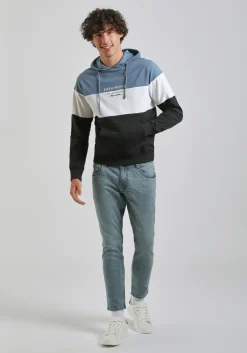Felpa con cappuccio colorblock
