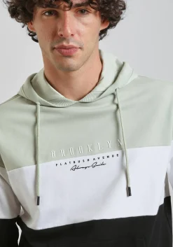 Felpa con cappuccio colorblock