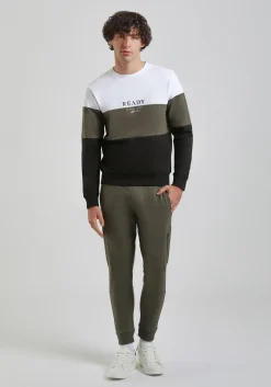 Felpa girocollo colorblock