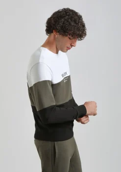 Felpa girocollo colorblock