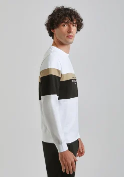 Felpa girocollo colorblock