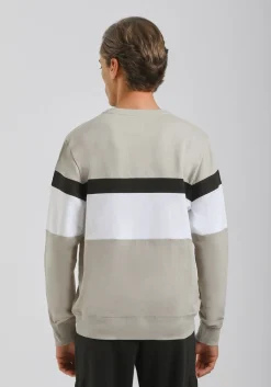 Felpa girocollo colorblock