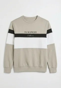 Felpa girocollo colorblock